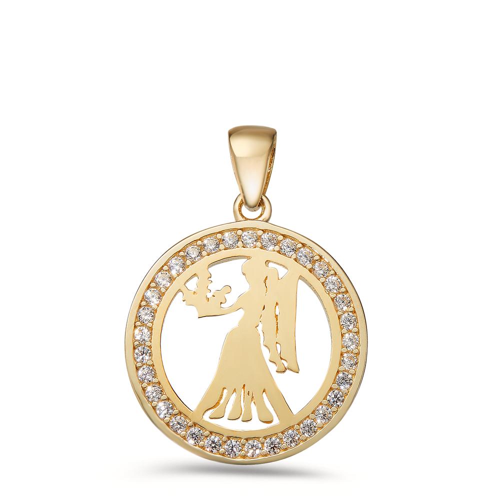 Pendentif Or jaune 9K Zircone Signe Astrologique Vierge Ø16.5 mm-598886