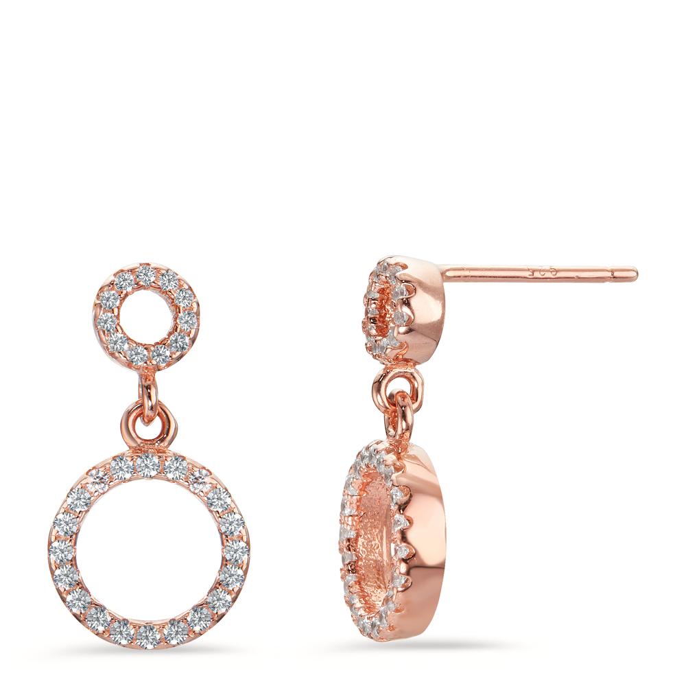 Pendant d'oreilles Argent Zircone rosé Plaqué or Ø10 mm-598903