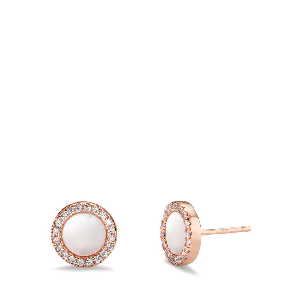 Clous d'oreilles Argent Zircone rosé Plaqué or nacre blanc Ø9.5 mm-598906