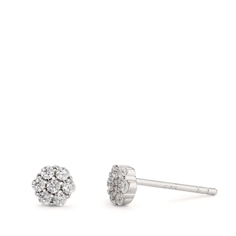 Clous d'oreilles Argent Zircone 14 Pierres Rhodié Fleur Ø4.5 mm-598909