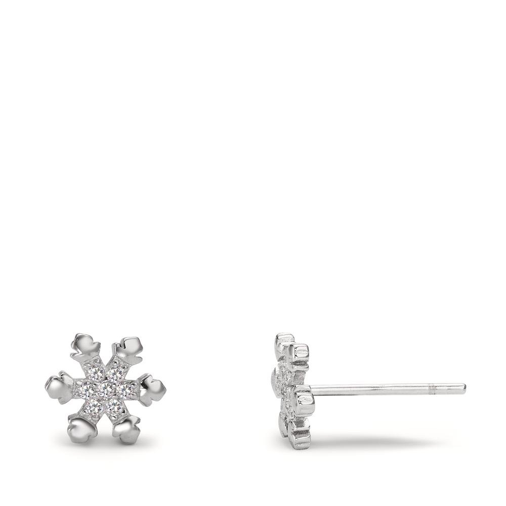 Clous d'oreilles Argent Zircone Rhodié Flocon de Neige Ø7 mm-598912