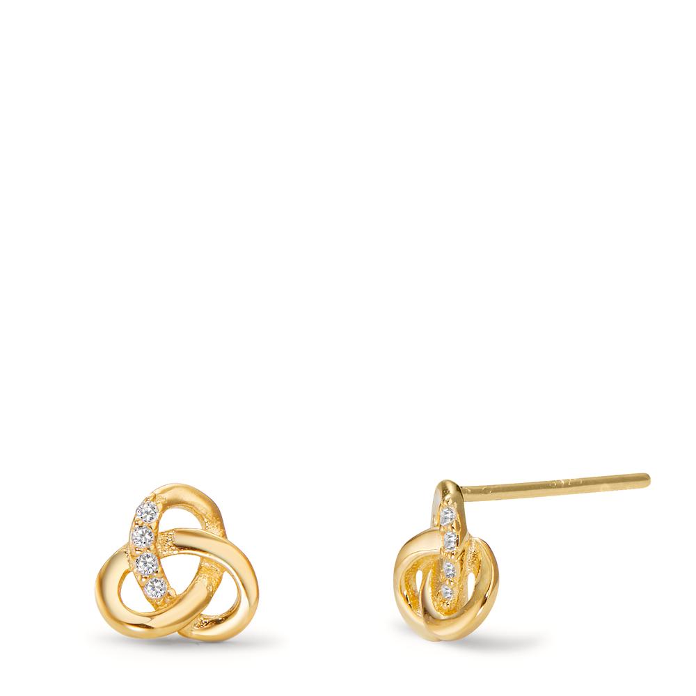 Clous d'oreilles Argent Zircone 8 Pierres jaune Plaqué or Ø7 mm-598922
