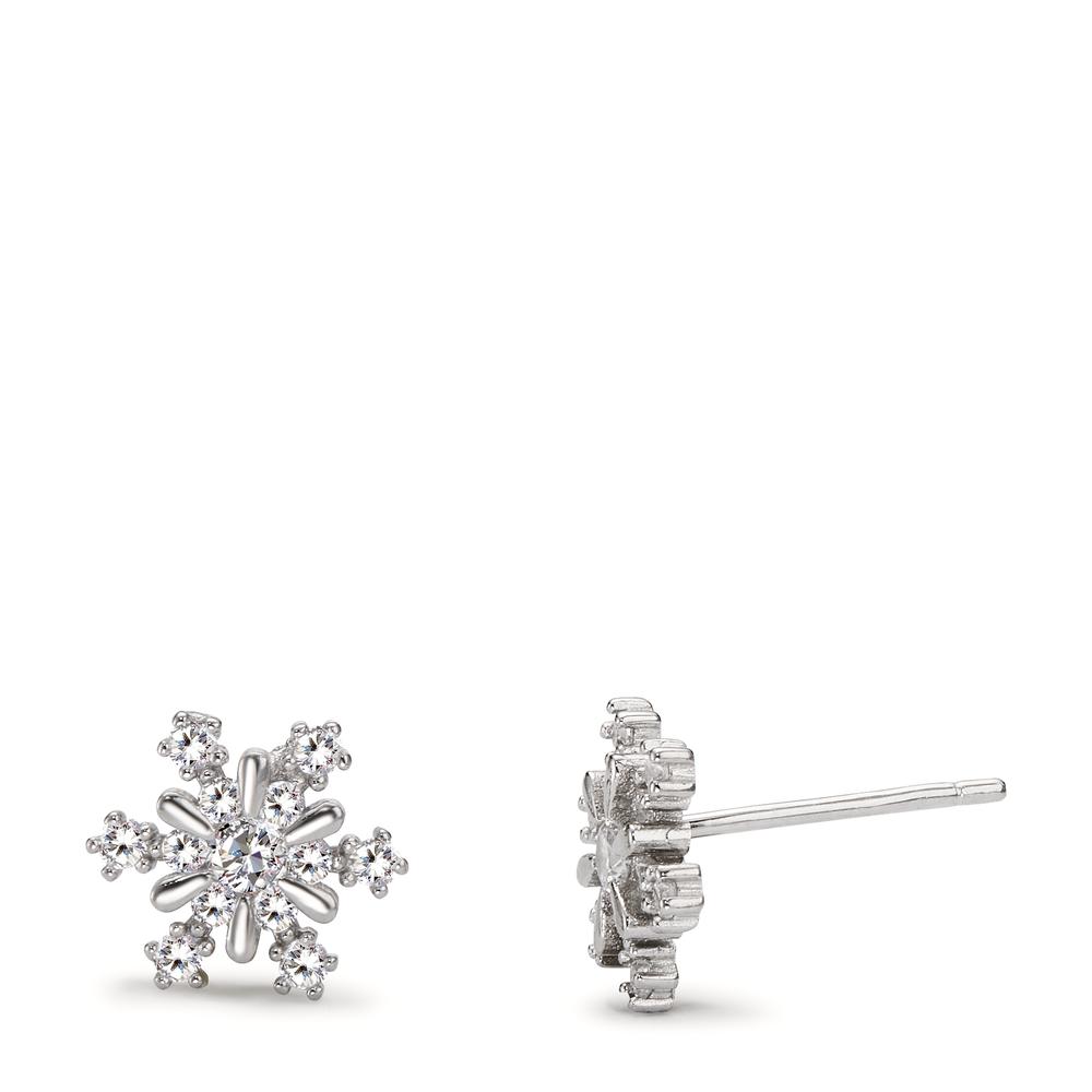 Clous d'oreilles Argent Zircone Rhodié Flocon de Neige Ø10 mm-598930