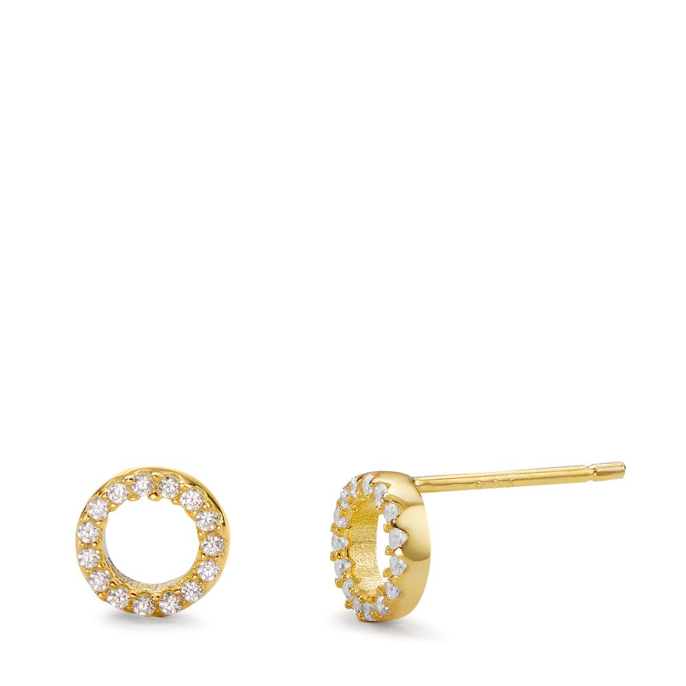 Clous d'oreilles Argent Zircone jaune Plaqué or Ø6.5 mm-598935
