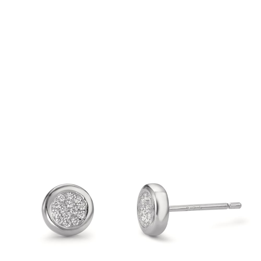 Clous d'oreilles Argent Zircone Rhodié Ø6.5 mm-598937
