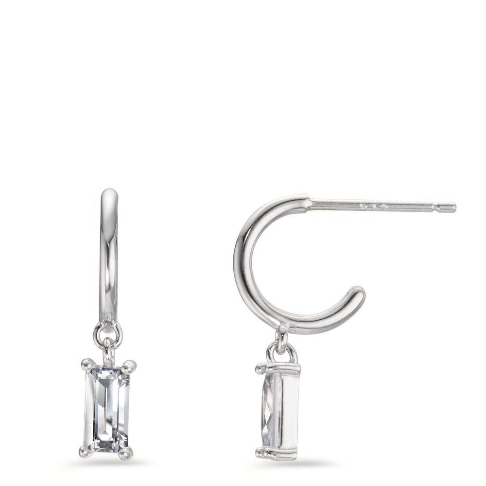 Créoles avec pendentif Argent Zircone 2 Pierres Rhodié-598943