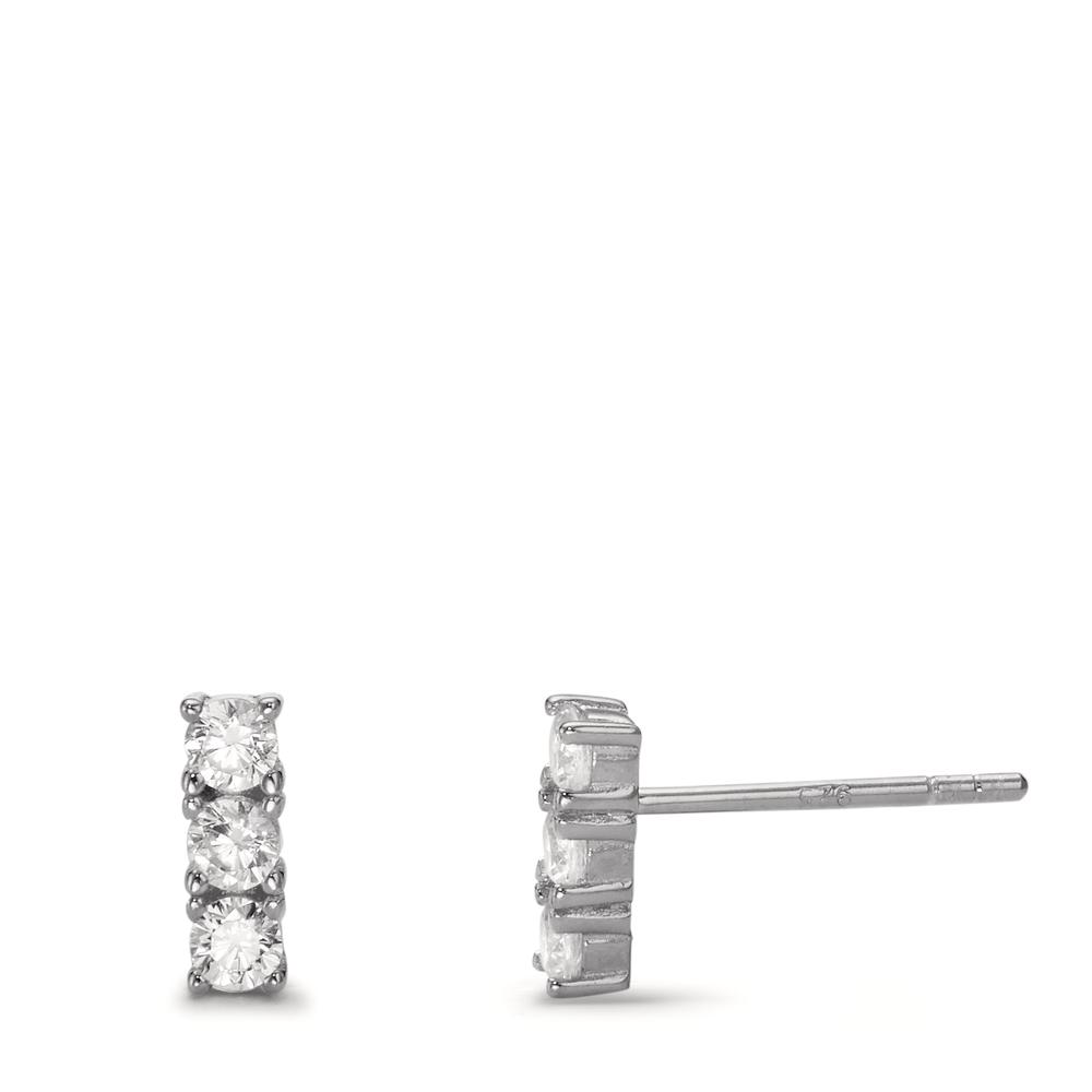 Clous d'oreilles Argent Zircone 6 Pierres Rhodié-598956