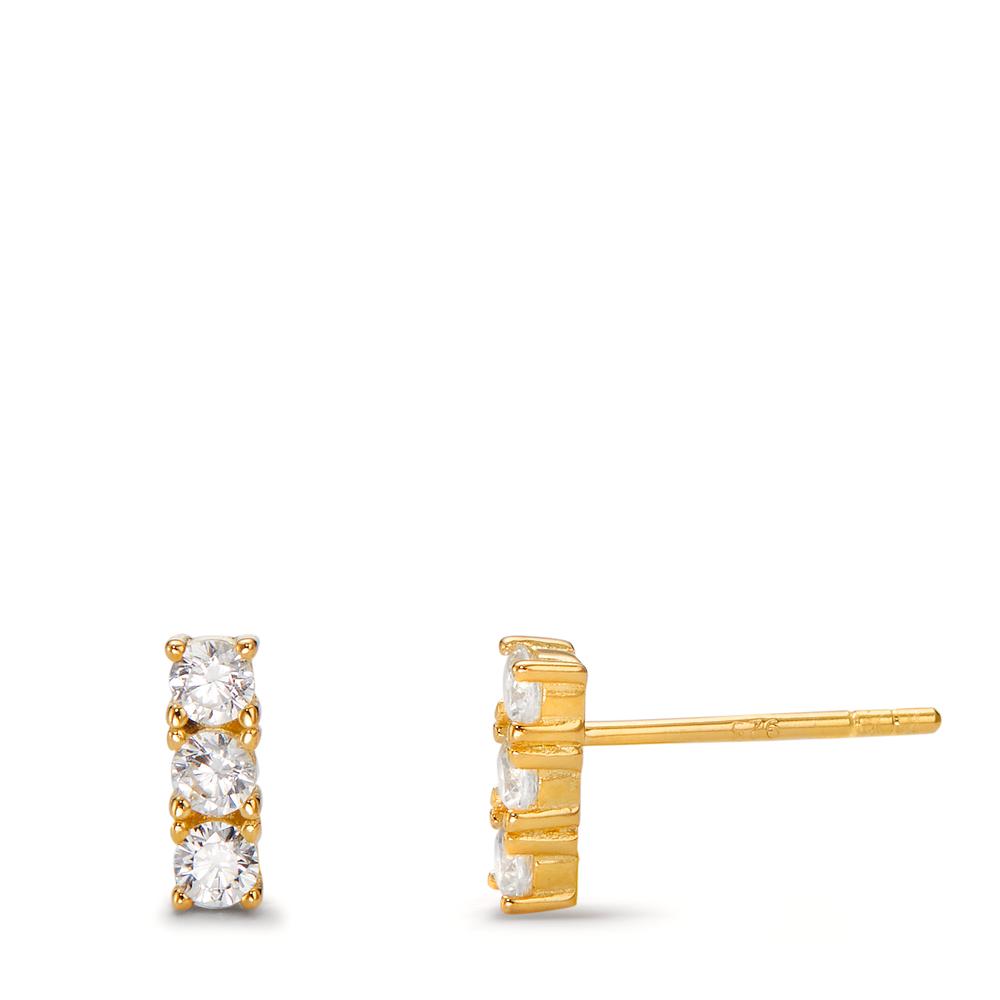 Clous d'oreilles Argent Zircone 6 Pierres jaune Plaqué or-598957