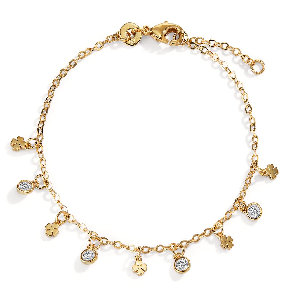 Bracelet Bronze Zircone 4 Pierres Feuille de Trèfle 16-18 cm-598984