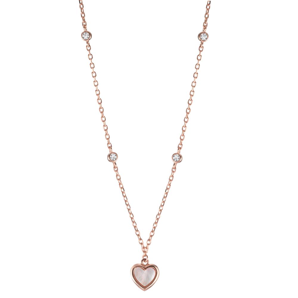 Collier Argent Zircone 4 Pierres rosé Plaqué or nacre blanc Coeur 40-45 cm-599172