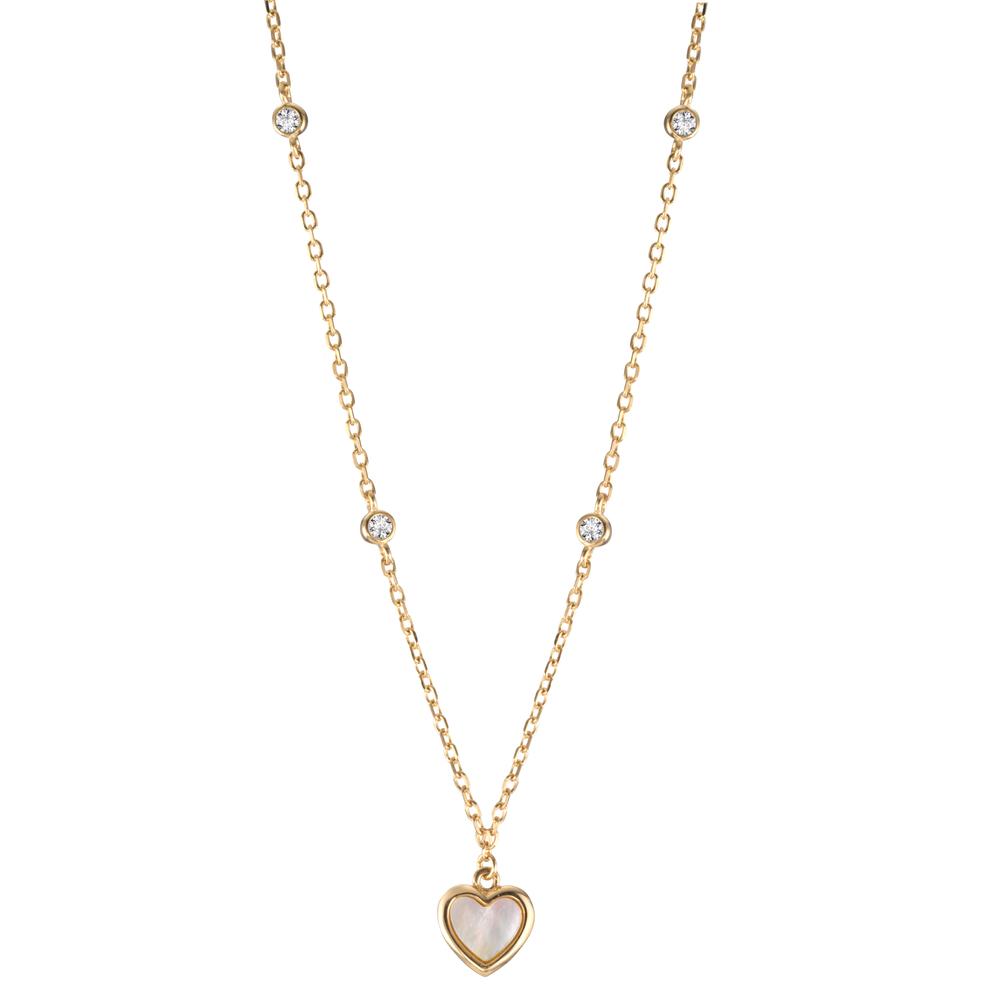 Collier Argent Zircone 4 Pierres jaune Plaqué or nacre blanc Coeur 40-45 cm-599173