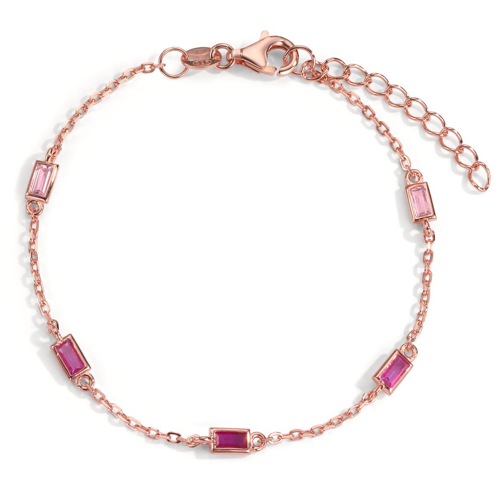 Bracelet Argent Zircone rose, 5 Pierres rosé Plaqué or 16-18.5 cm-599188