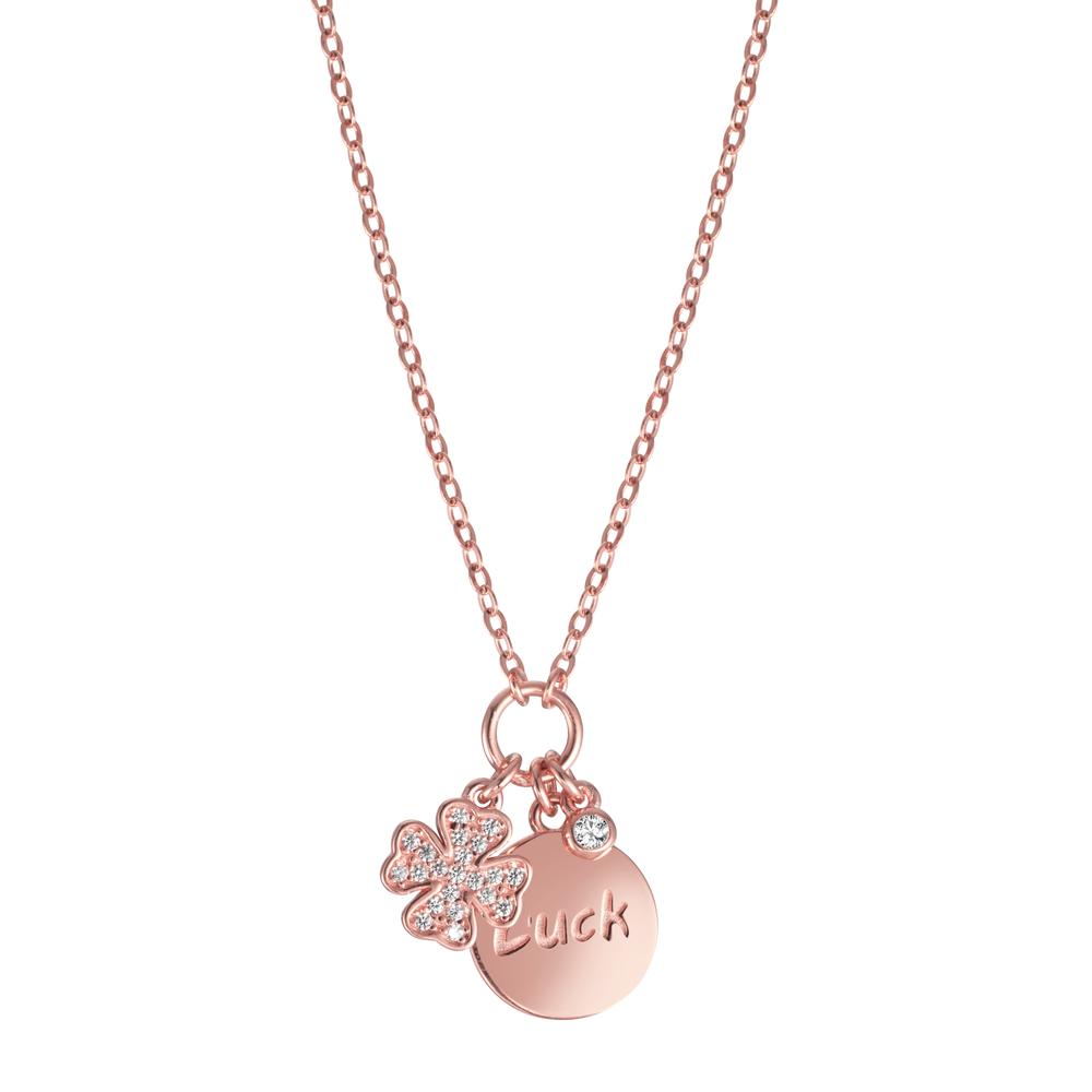 Collier Argent Zircone rosé Plaqué or Feuille de Trèfle 40-45 cm-599201