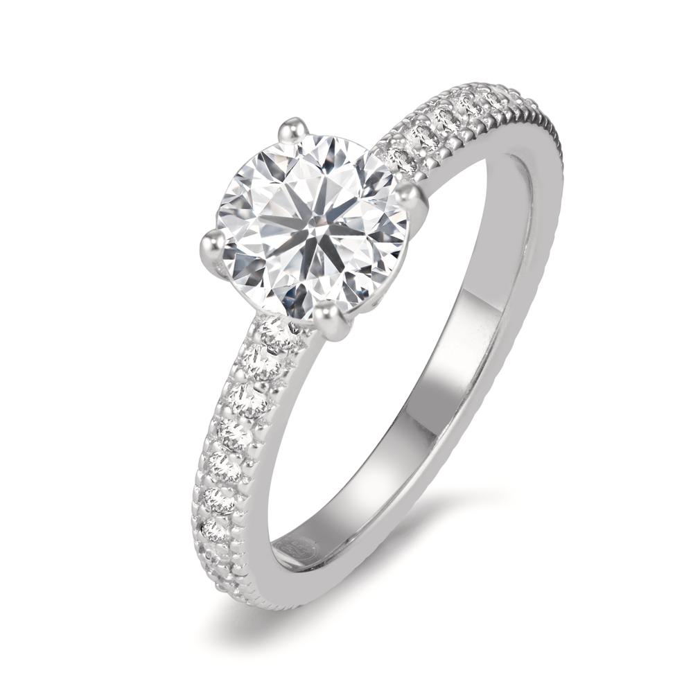 Bague solitaire Argent Zircone Rhodié Ø7 mm-599202