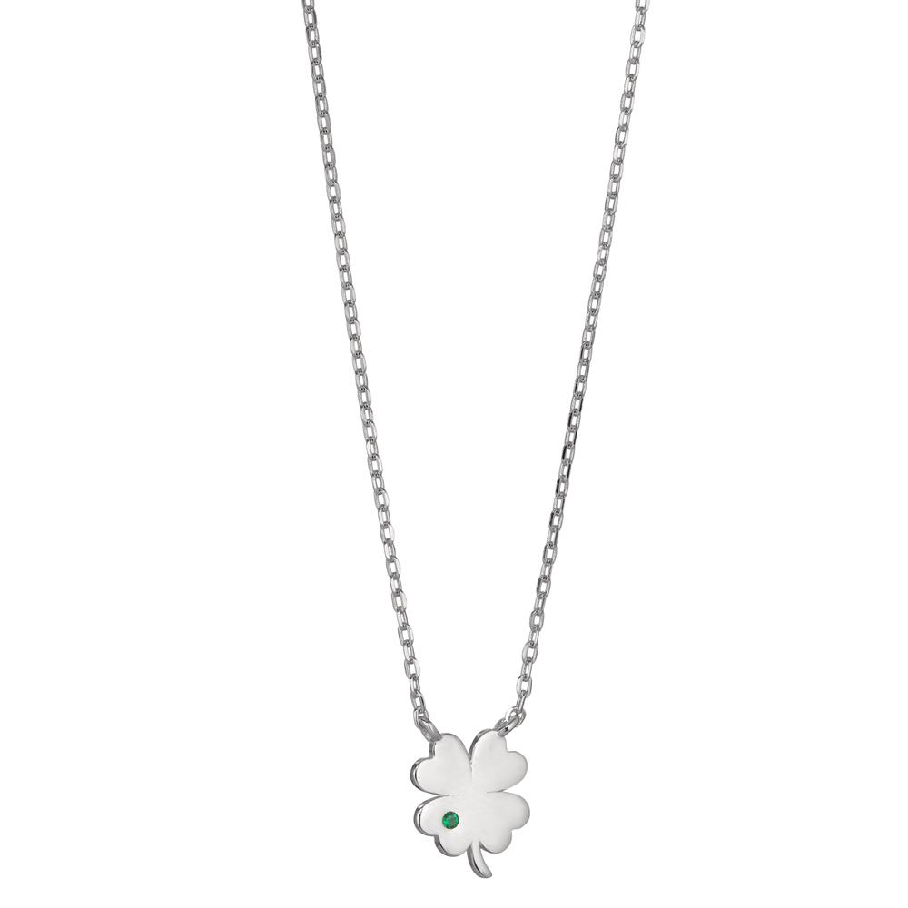Collier Argent Zircone vert Rhodié Feuille de Trèfle 40-45 cm Ø8.5 mm-599272