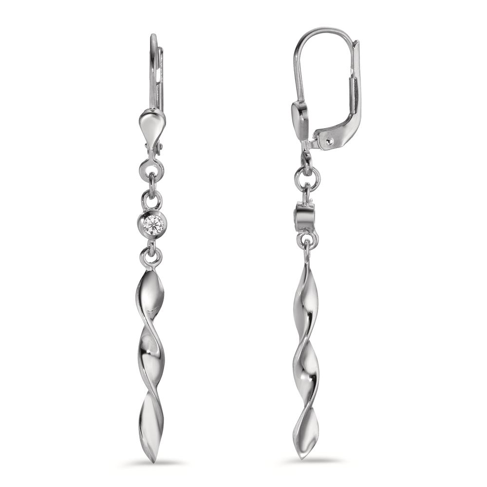 Pendant d'oreilles Argent Zircone 2 Pierres Rhodié-599300