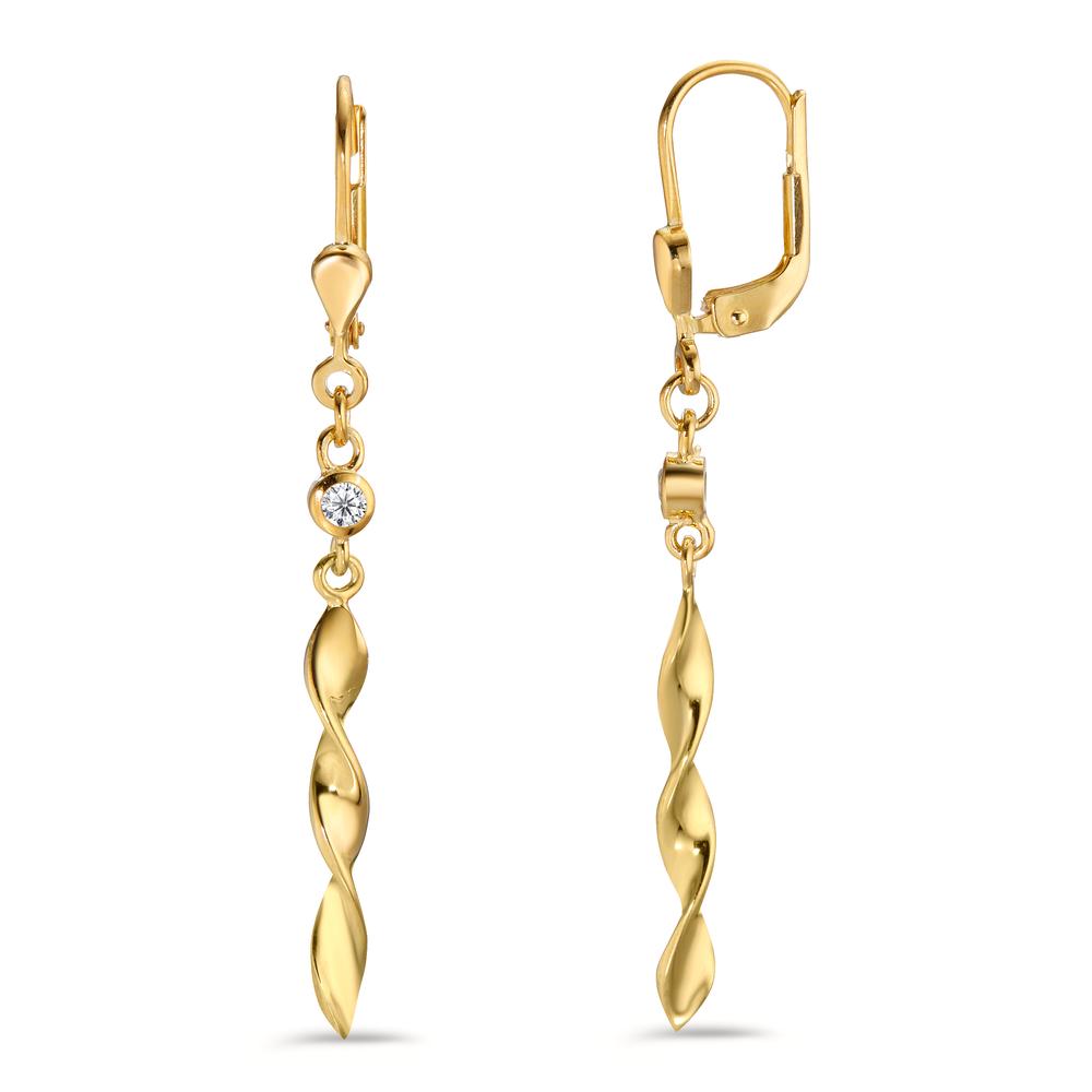 Pendant d'oreilles Argent Zircone 2 Pierres jaune Plaqué or-599301