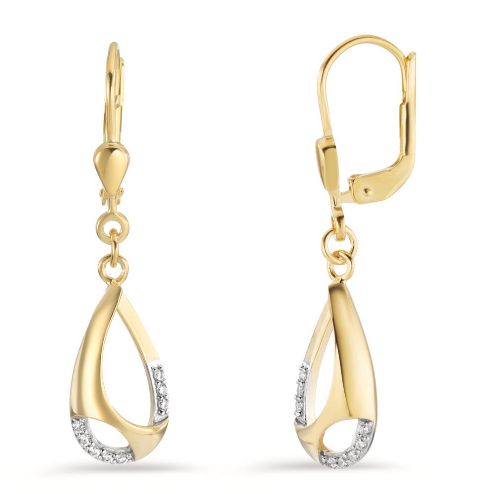 Pendant d'oreilles Argent Zircone 16 Pierres jaune Plaqué or-599305