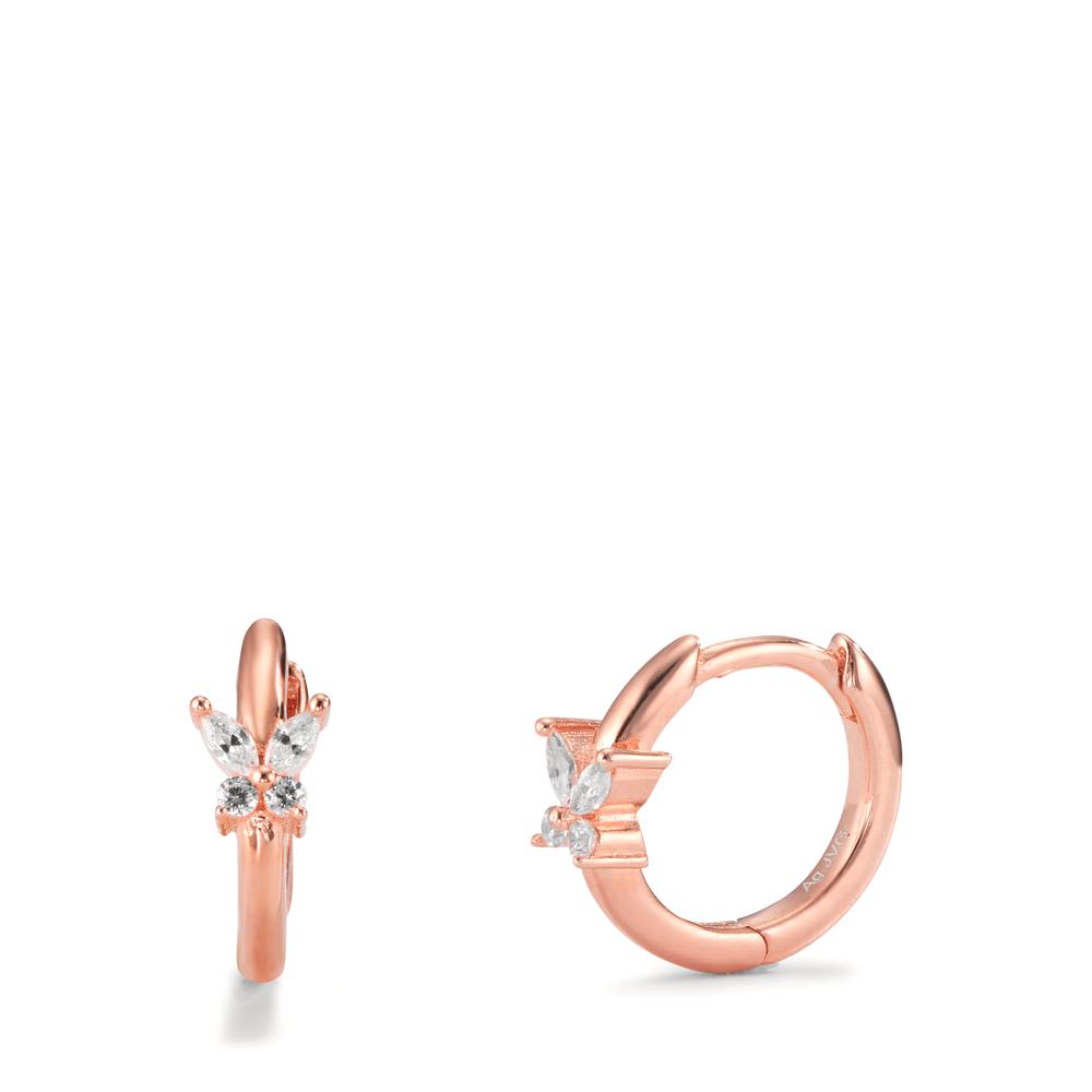 Créoles à charnières Argent Zircone 8 Pierres rosé Plaqué or Papillon-599372