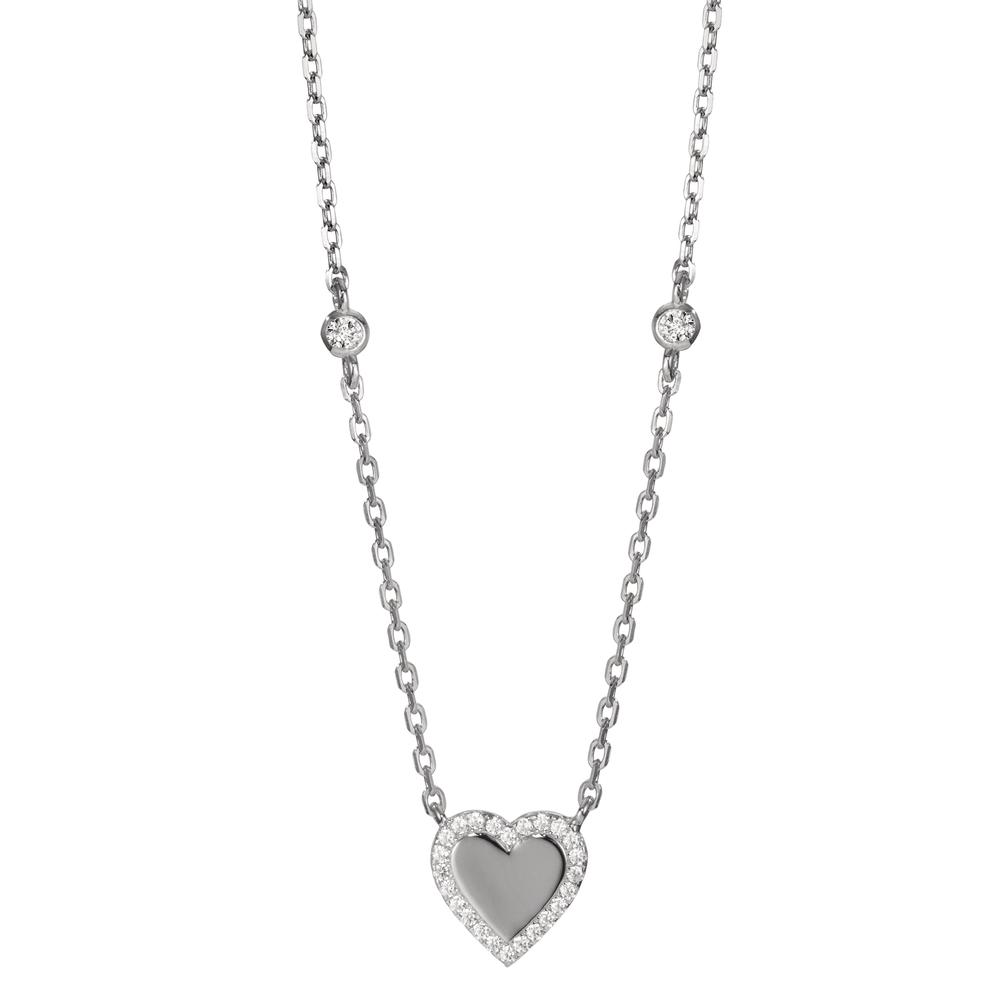 Collier Argent Zircone Rhodié Coeur 40-45 cm-599386