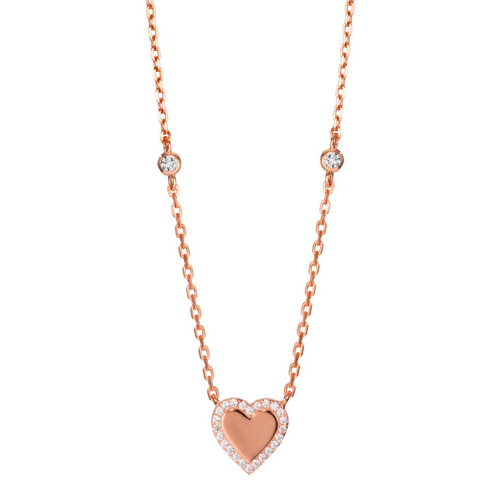 Collier Argent Zircone rosé Plaqué or Coeur 40-45 cm-599387