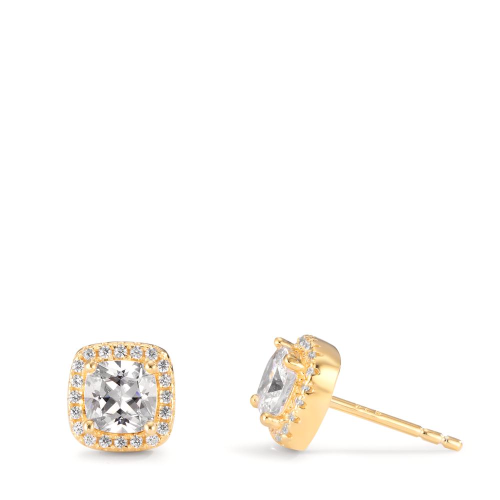 Clous d'oreilles Argent Zircone jaune Plaqué or Ø7.5 mm-599391