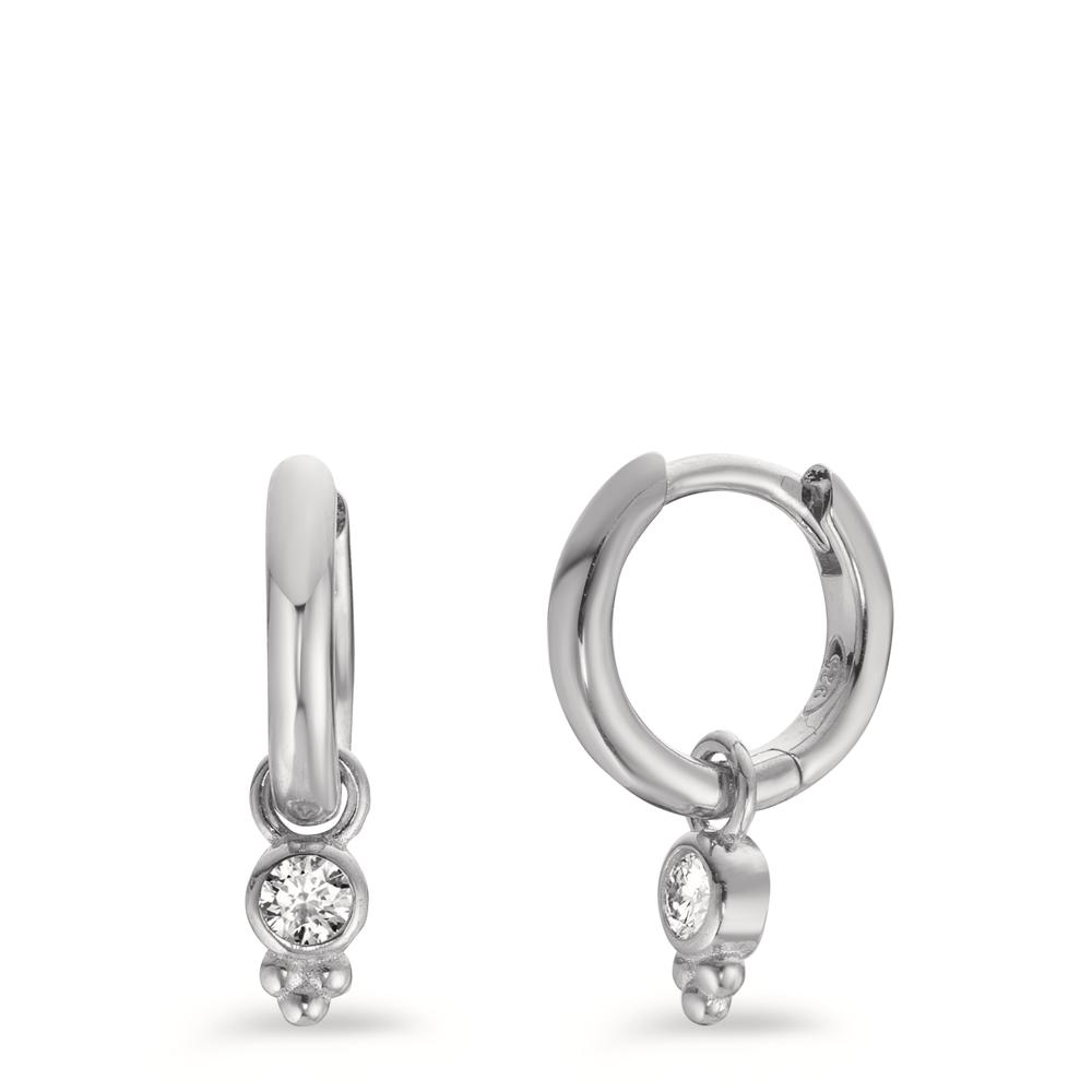Créoles à charnières Argent Zircone 2 Pierres Rhodié-599411