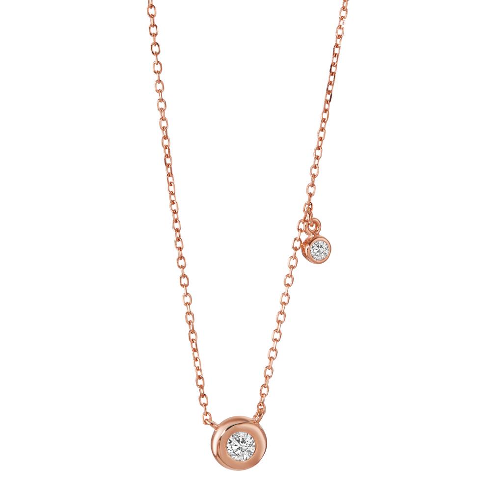 Collier Argent Zircone 2 Pierres rosé Plaqué or 40-45 cm-599416