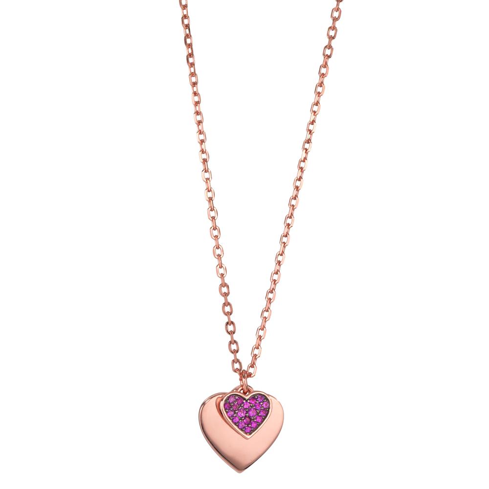 Collier Argent Zircone rose rosé Plaqué or Coeur 40-45 cm-599422