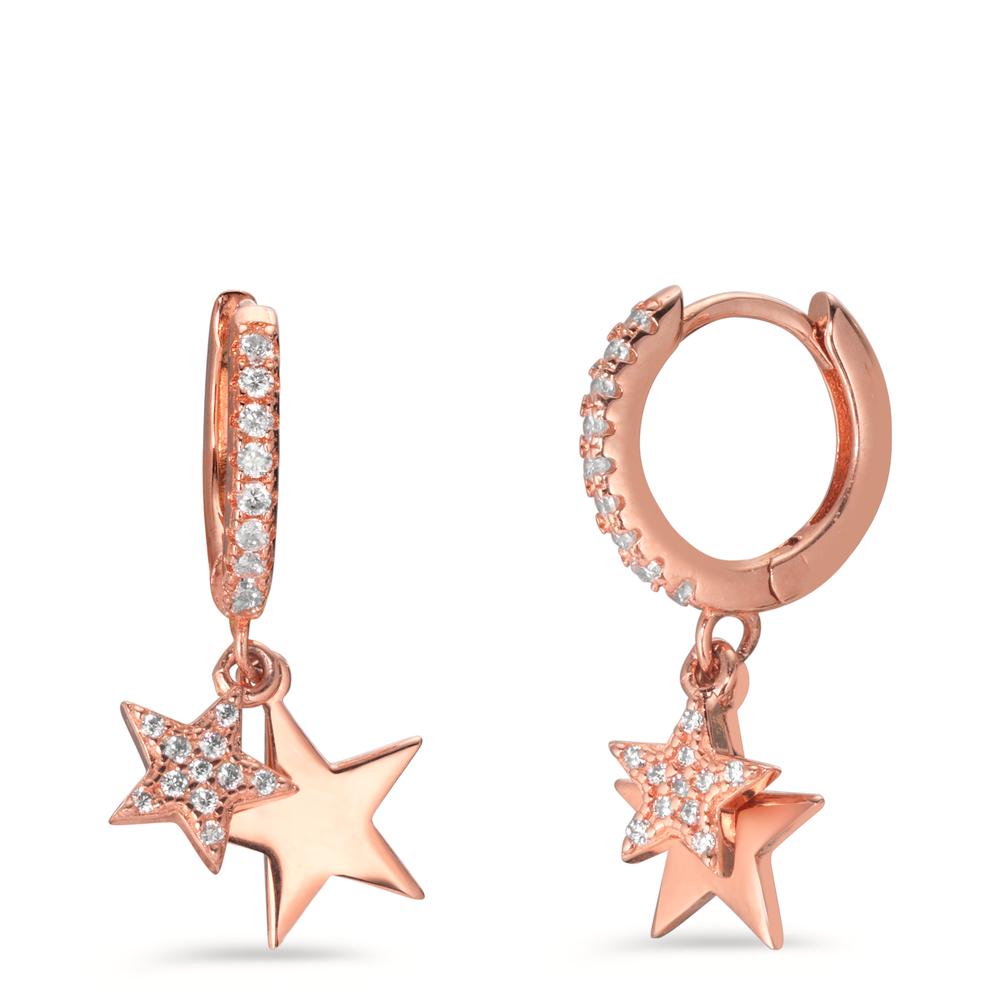 Créoles à charnières Argent Zircone rosé Plaqué or Étoile-599433