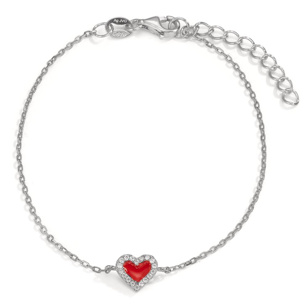 Bracelet Argent Zircone Rhodié Coeur 16-19 cm-599442