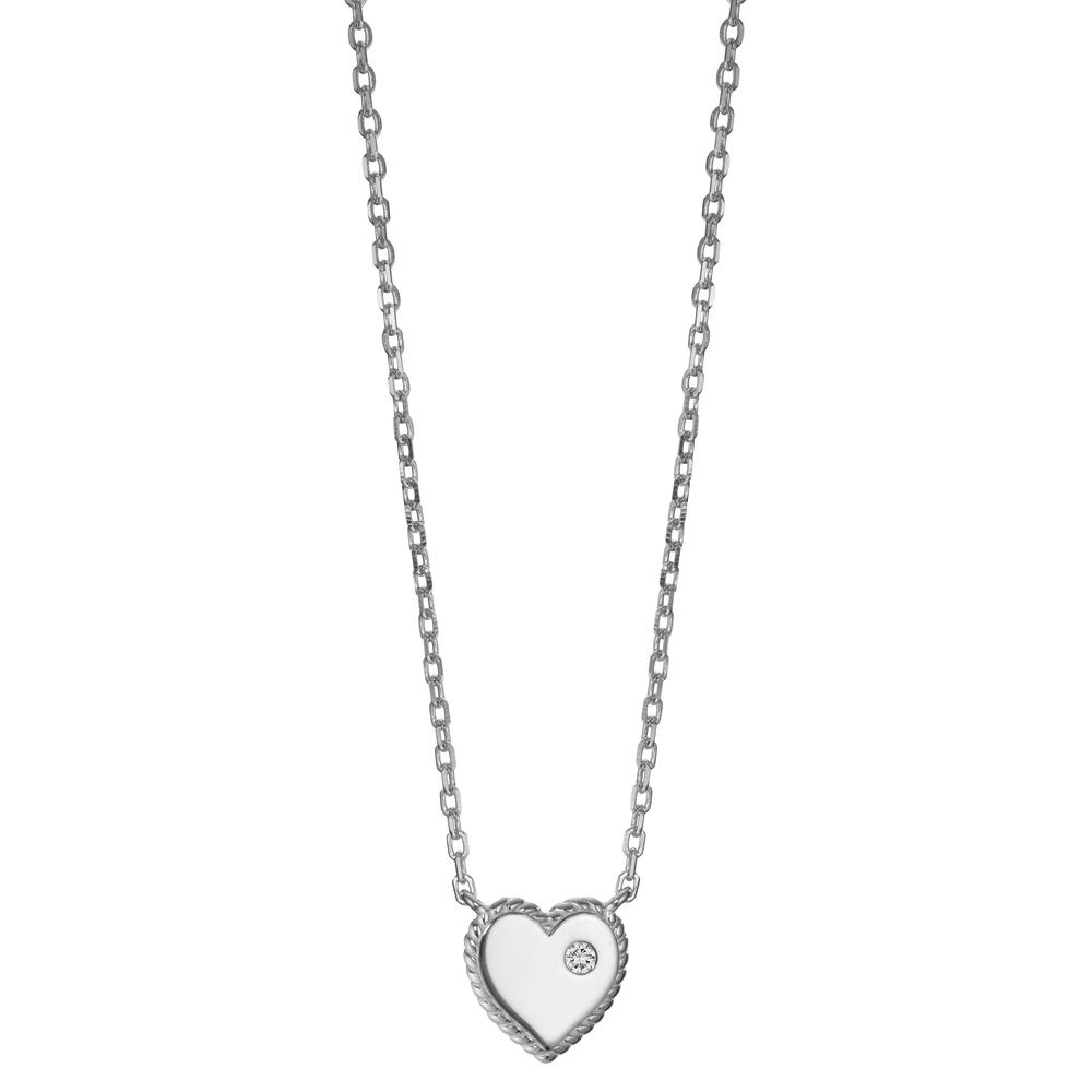 Collier Argent Zircone Rhodié Coeur 40-45 cm Ø10 mm-599452