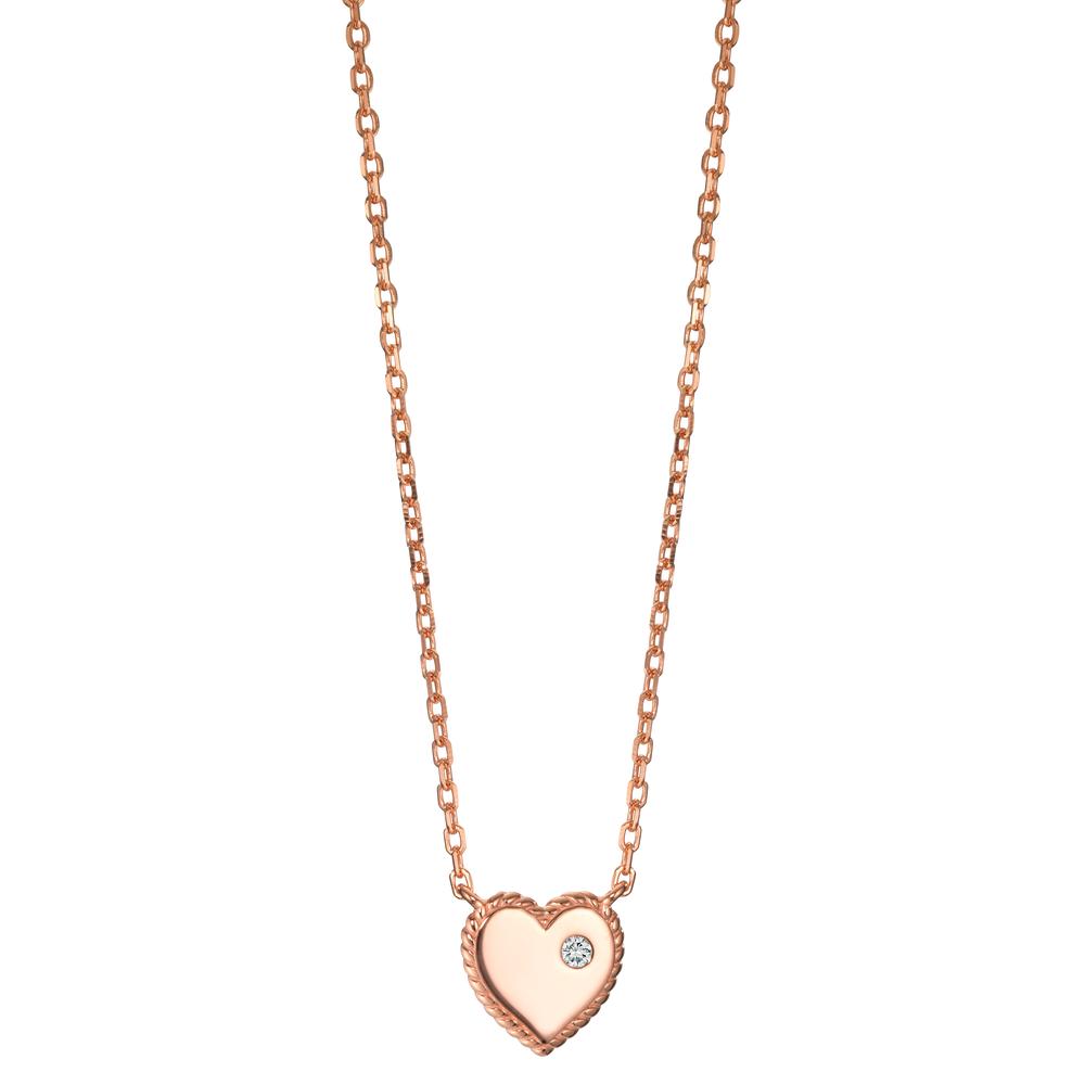 Collier Argent Zircone rosé Plaqué or Coeur 40-45 cm-599453