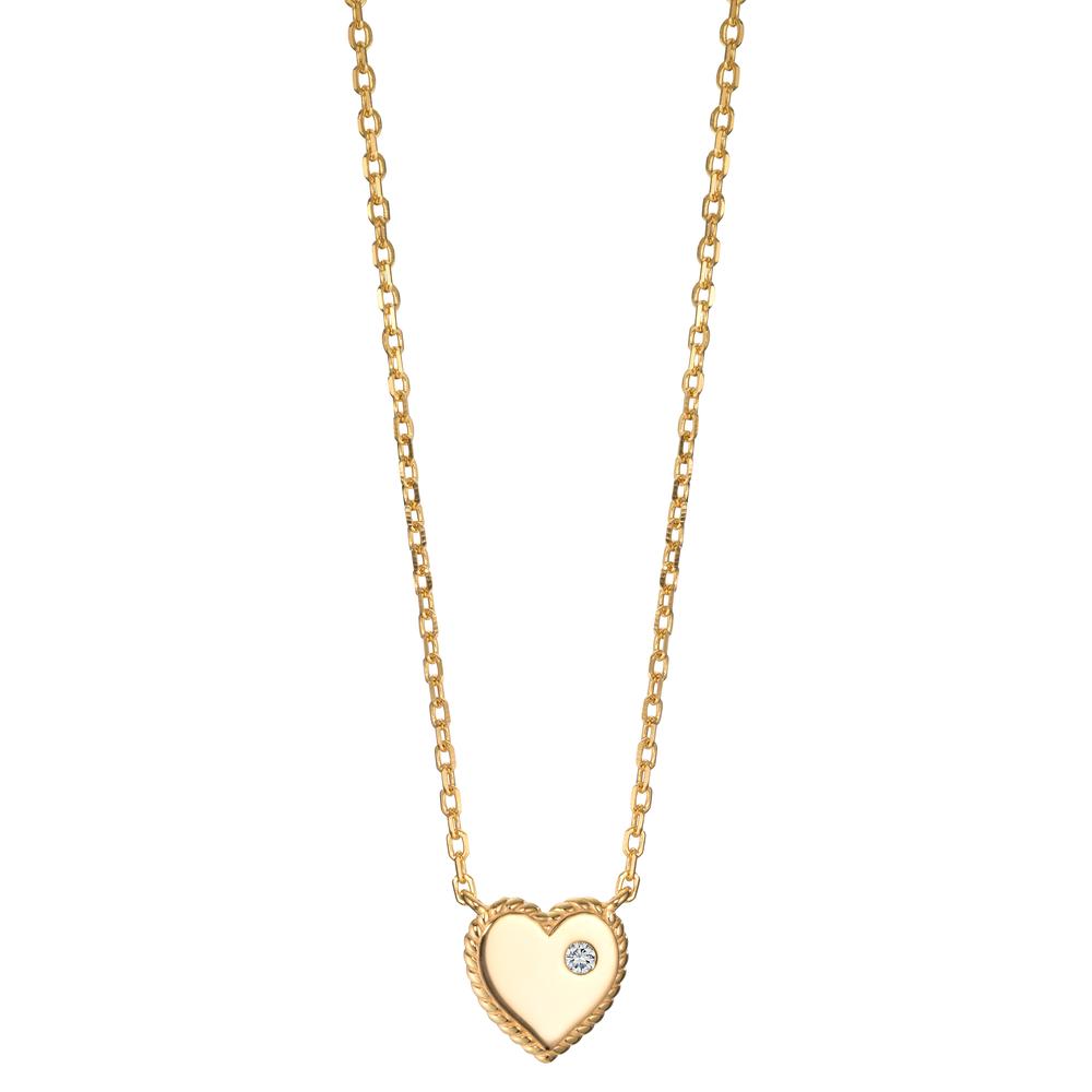 Collier Argent Zircone jaune Plaqué or Coeur 40-45 cm-599454