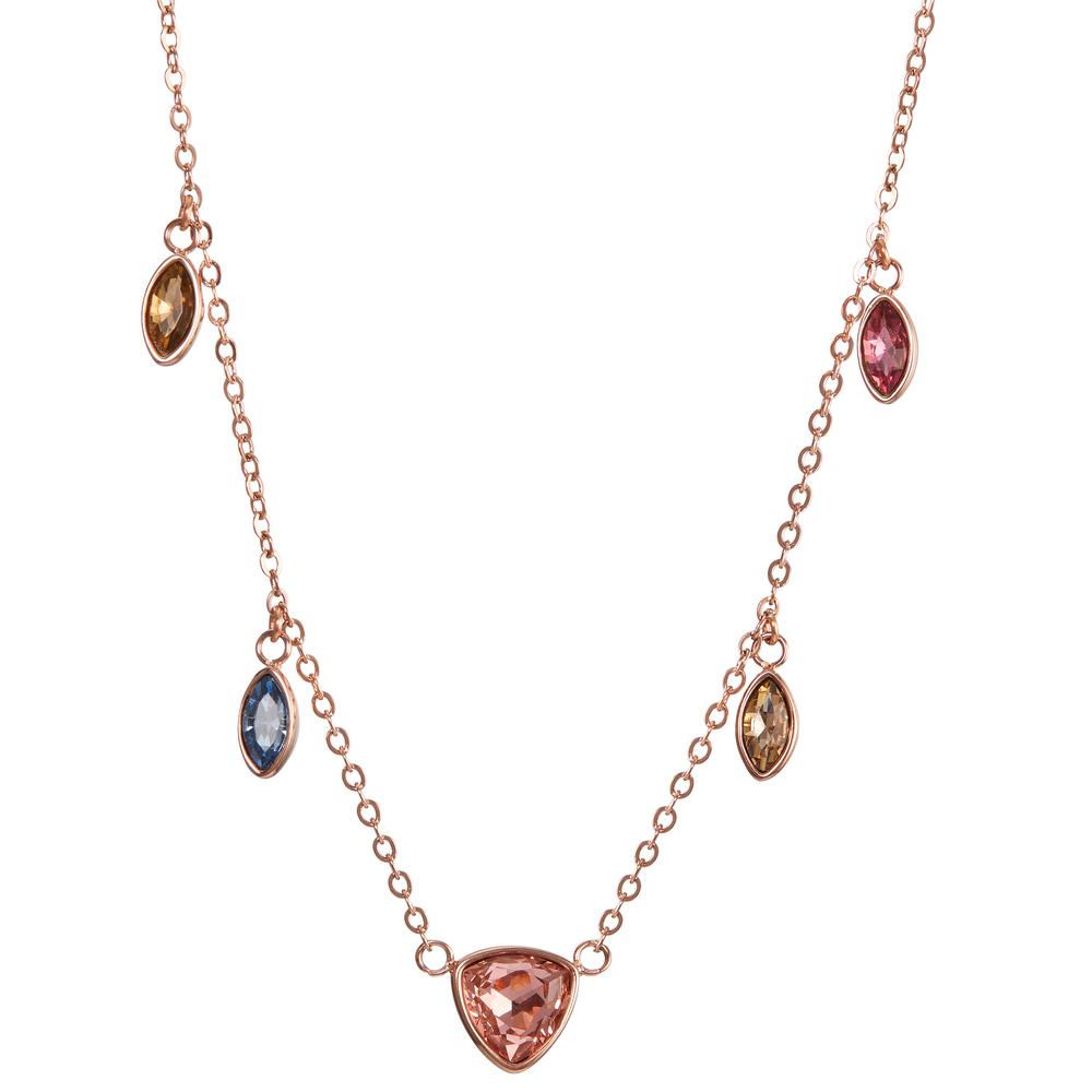 Collier Acier inoxydable [synth. Stein] 5 Pierres rosé PVD 42-47 cm-599511