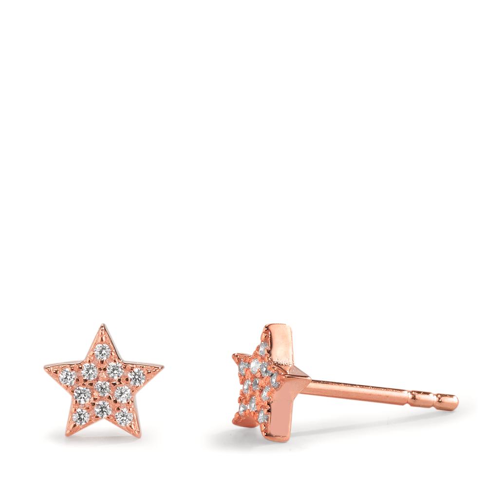 Clous d'oreilles Argent Zircone rosé Plaqué or Étoile Ø6 mm-599605