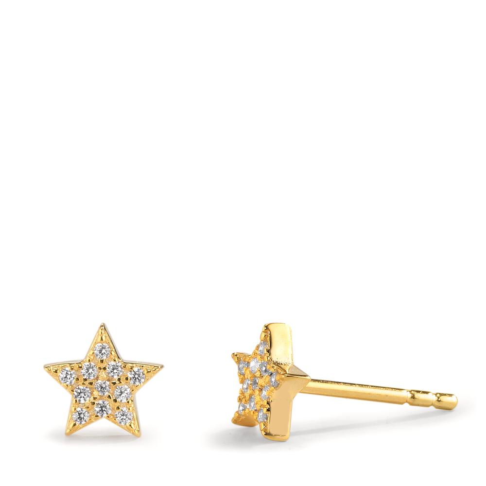 Clous d'oreilles Argent Zircone jaune Plaqué or Étoile Ø6 mm-599606