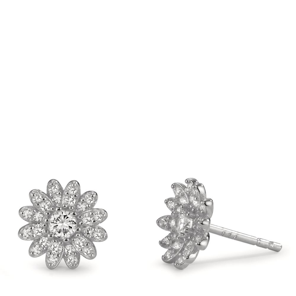 Clous d'oreilles Argent Zircone Rhodié Fleur Ø9 mm-599607