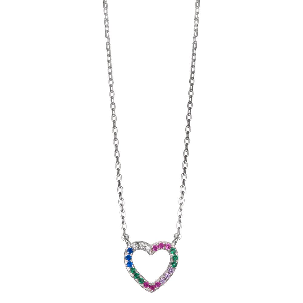 Collier Argent Zircone coloré Rhodié Coeur 40-45 cm Ø10 mm-599614