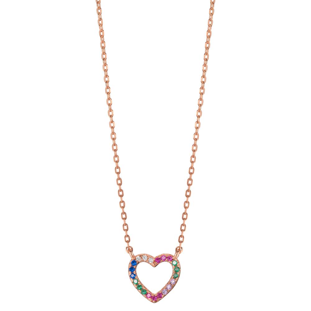 Collier Argent Zircone coloré rosé Plaqué or Coeur 40-45 cm Ø10 mm-599615