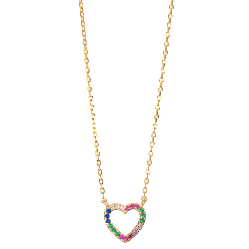 Collier Argent Zircone coloré jaune Plaqué or Coeur 40-45 cm Ø10 mm-599616