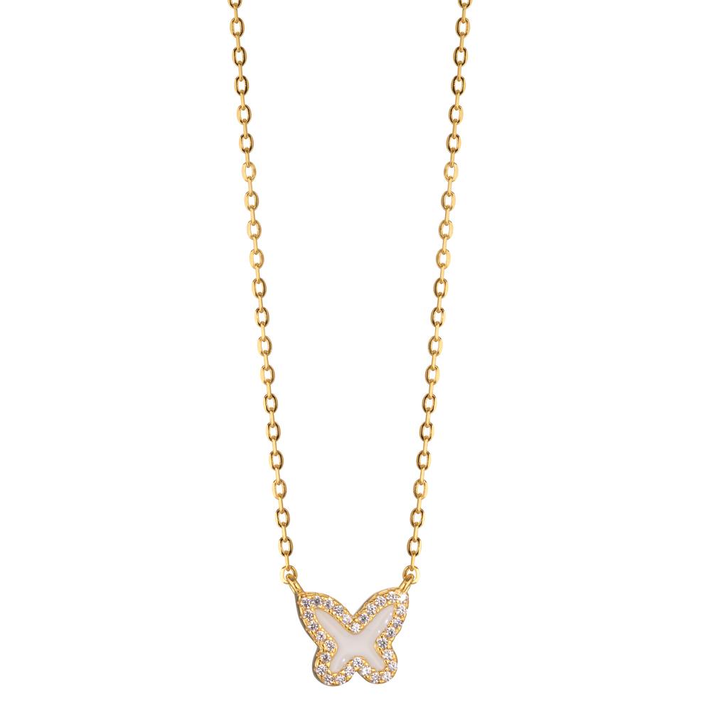 Collier Argent Zircone jaune Plaqué or Papillon 40-45 cm Ø9 mm-599619