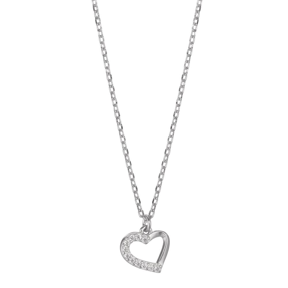 Collier Argent Zircone 11 Pierres Rhodié Coeur 40-45 cm Ø8.5 mm-599620