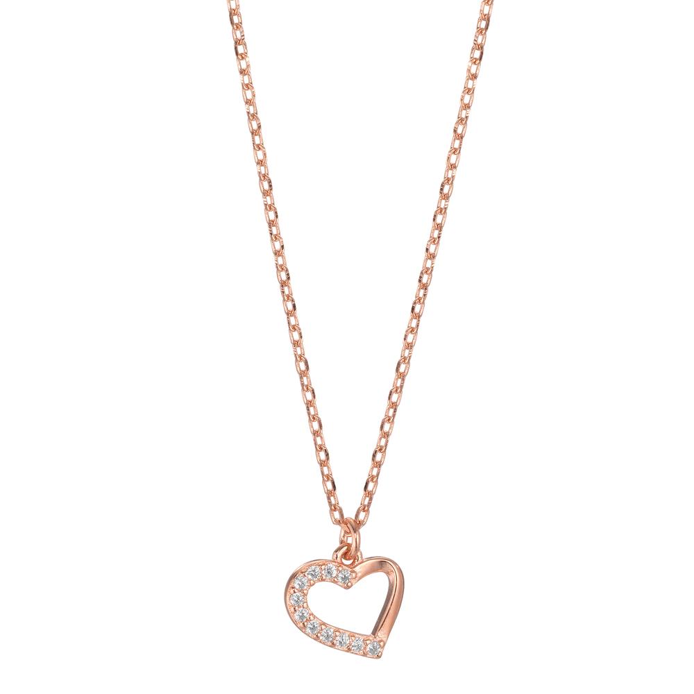 Collier Argent Zircone 11 Pierres rosé Plaqué or Coeur 40-45 cm Ø8.5 mm-599621