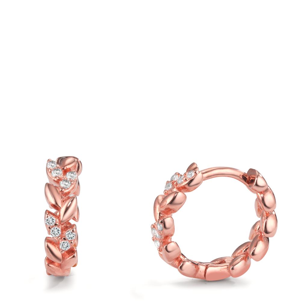 Créoles à charnières Argent Zircone 16 Pierres rosé Plaqué or Feuille-599632