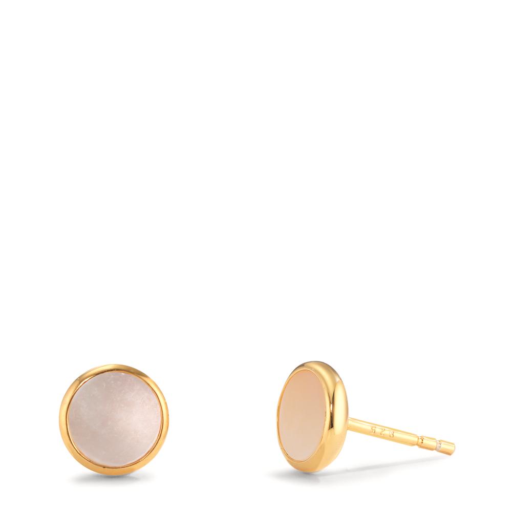 Clous d'oreilles Argent jaune Plaqué or nacre blanc Ø8 mm-599635