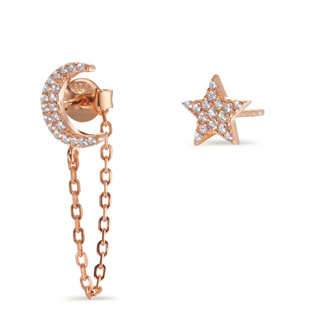 Clous d'oreilles Argent Zircone rosé Plaqué or Ø9 mm-599649