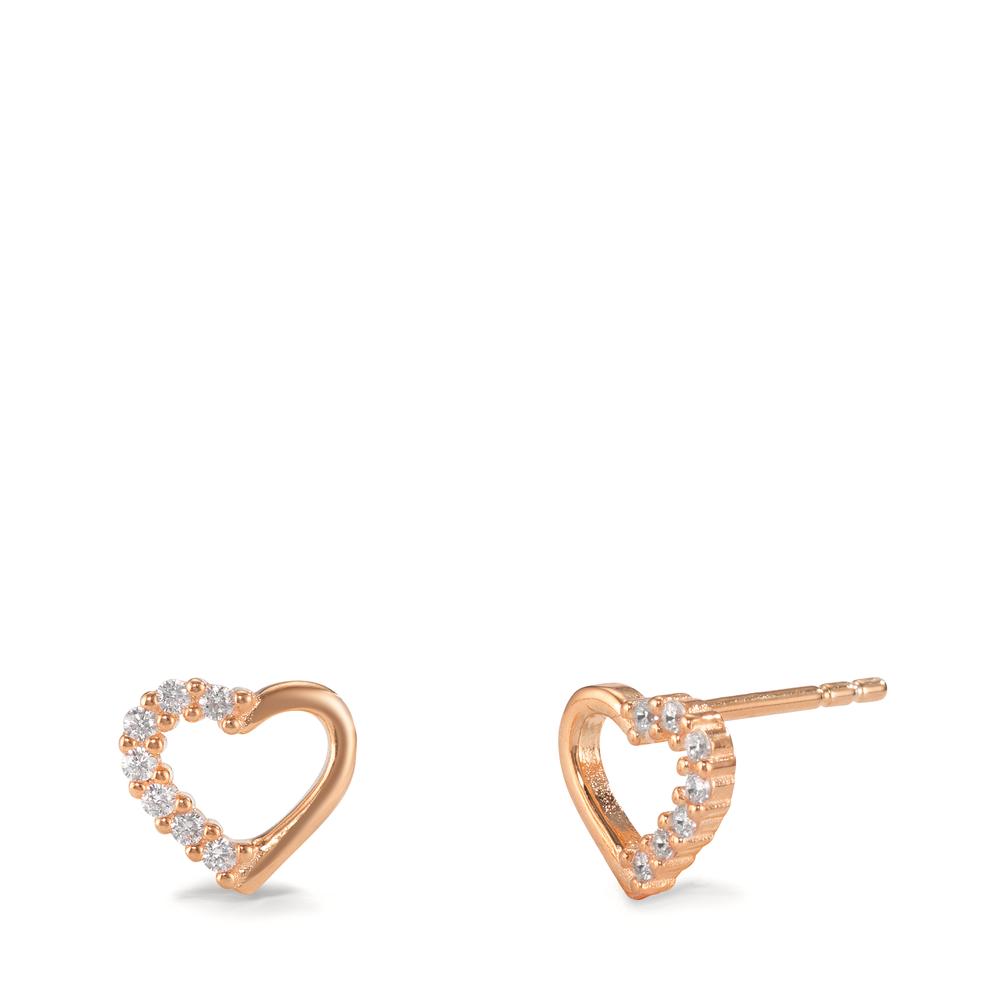 Clous d'oreilles Argent Zircone 22 Pierres rosé Plaqué or Coeur Ø7 mm-599659
