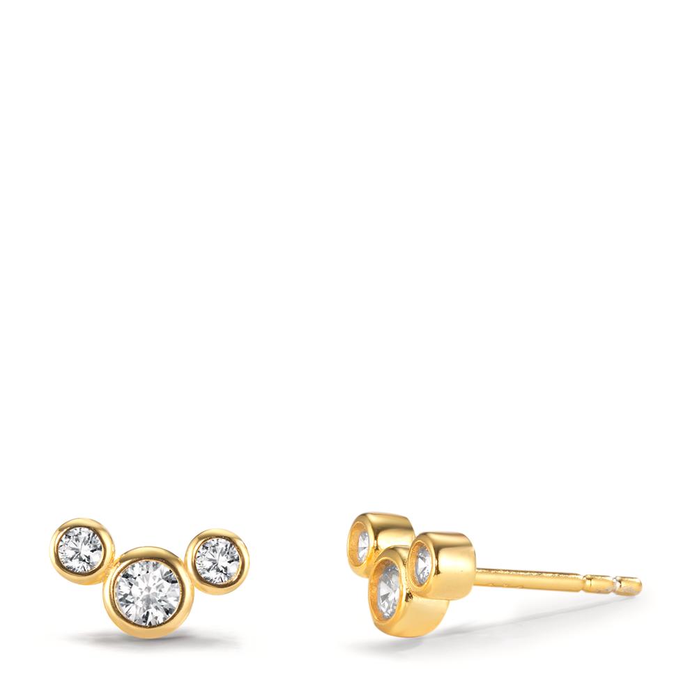 Clous d'oreilles Argent Zircone 6 Pierres jaune Plaqué or-599667