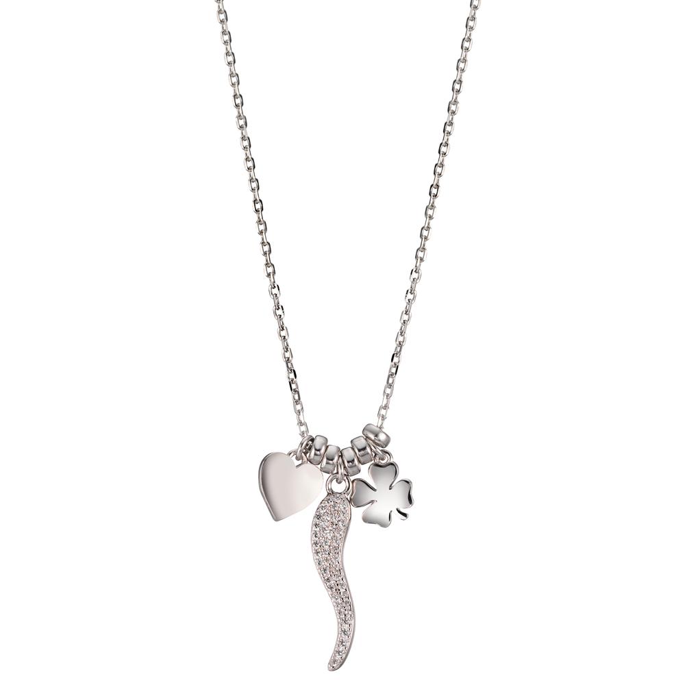 Collier Argent Zircone Rhodié Porte-bonheur 40-45 cm-599681